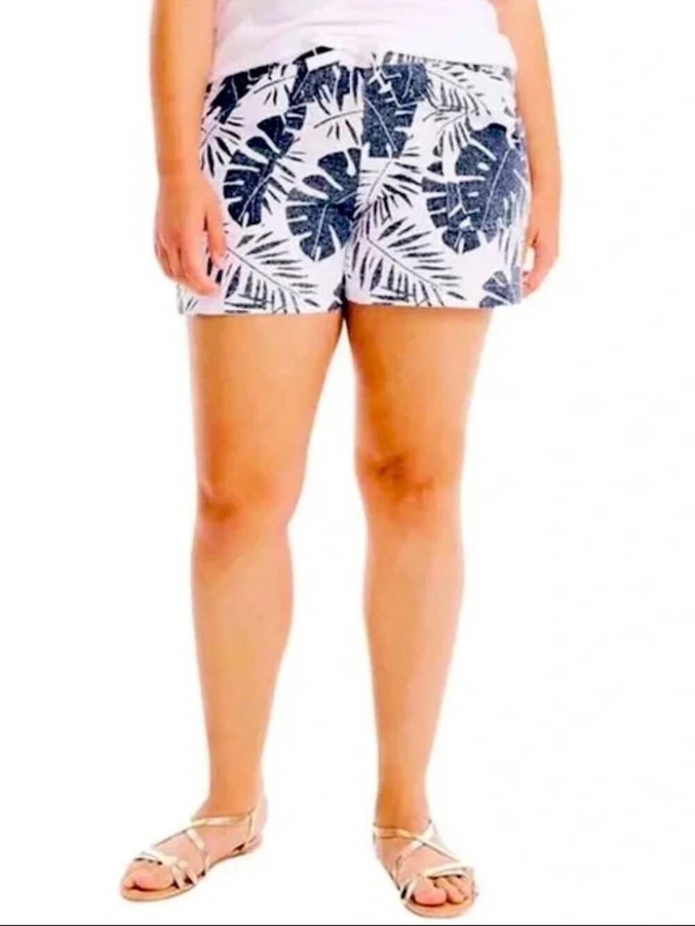NAUTICA womens SHORTS blue LINEN white HAWAIIAN PRINT SIZE XL